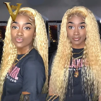 

Transparent Lace Wigs Curly 613 Blonde Lace Front Wig Human Hair 13x6 Lace Front Human Hair Wigs For Women Brazilian Remy 150