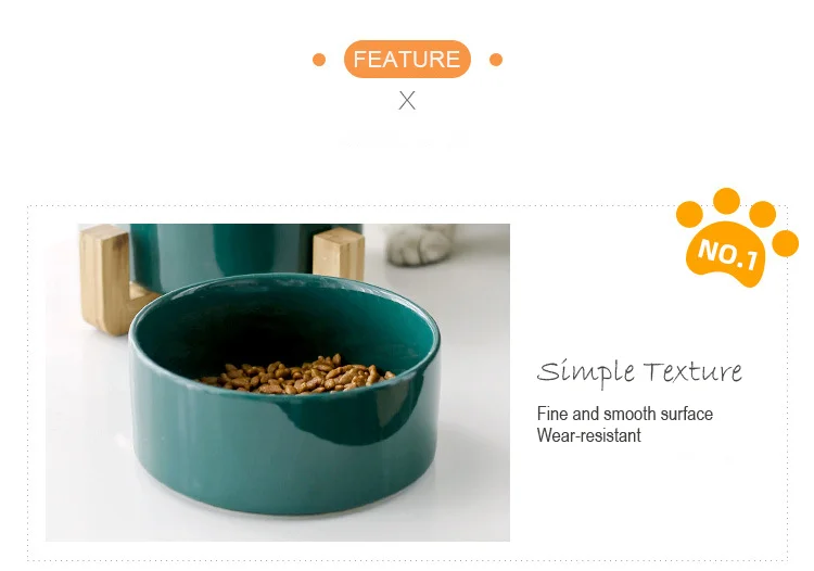 Миска-кормушка для кошек, собак, керамическая посуда, чаши для домашних животных, миска для воды, Бамбуковая рама, противоскользящие принадлежности для домашних животных, миска для кормления собак и кошек