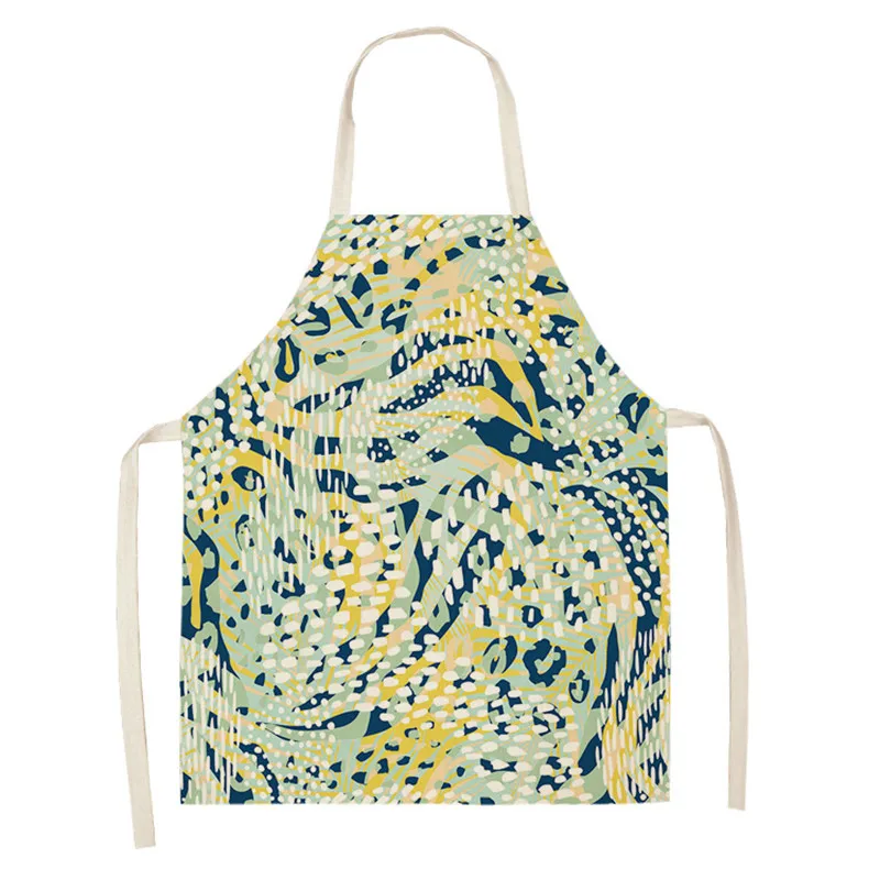 Kitchen Aprons for Women Men Women Leopard Cotton Linen Apron Pinafore Cleaning Tools Home Cooking Baking Waist Bib