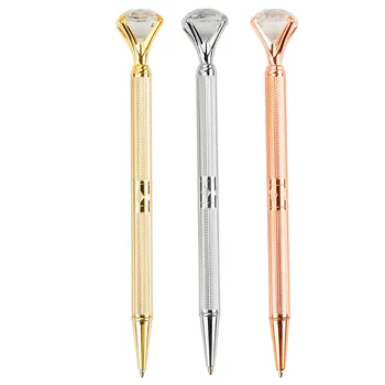 

10PCS New Metal Ballpoint Pen Plating Cut Large Diamond Bi Office Stationery Crystal Pens for Writing