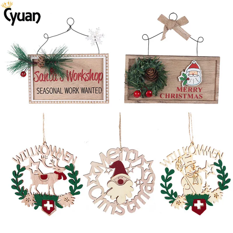 

Merry Christmas Wood Ornament Hanging New Year 2020 Xmas Wooden Pendant Natal Decor Christmas Decorations for Home Kids Gift