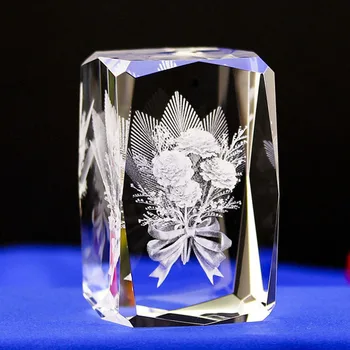 

K9 Crystal 3D Laser inner engraving crafts Carnations Flower Basket Peony Lily Tulip Inside carving gifts Plant Flowers Decor