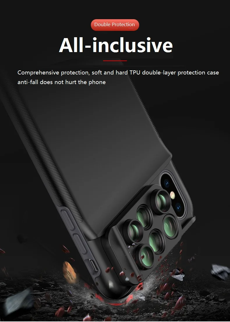 For iPhone XS XR XS MAX Dual Camera Lens 6 in 1