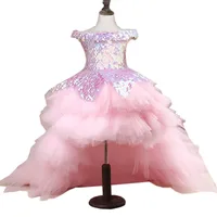Robe de demoiselle d'honneur pour enfants, robes de demoiselle d'honneur pour enfants, robe tutu rose pour enfants, robe de soirée élégante, vêtements de boutique pour filles 6