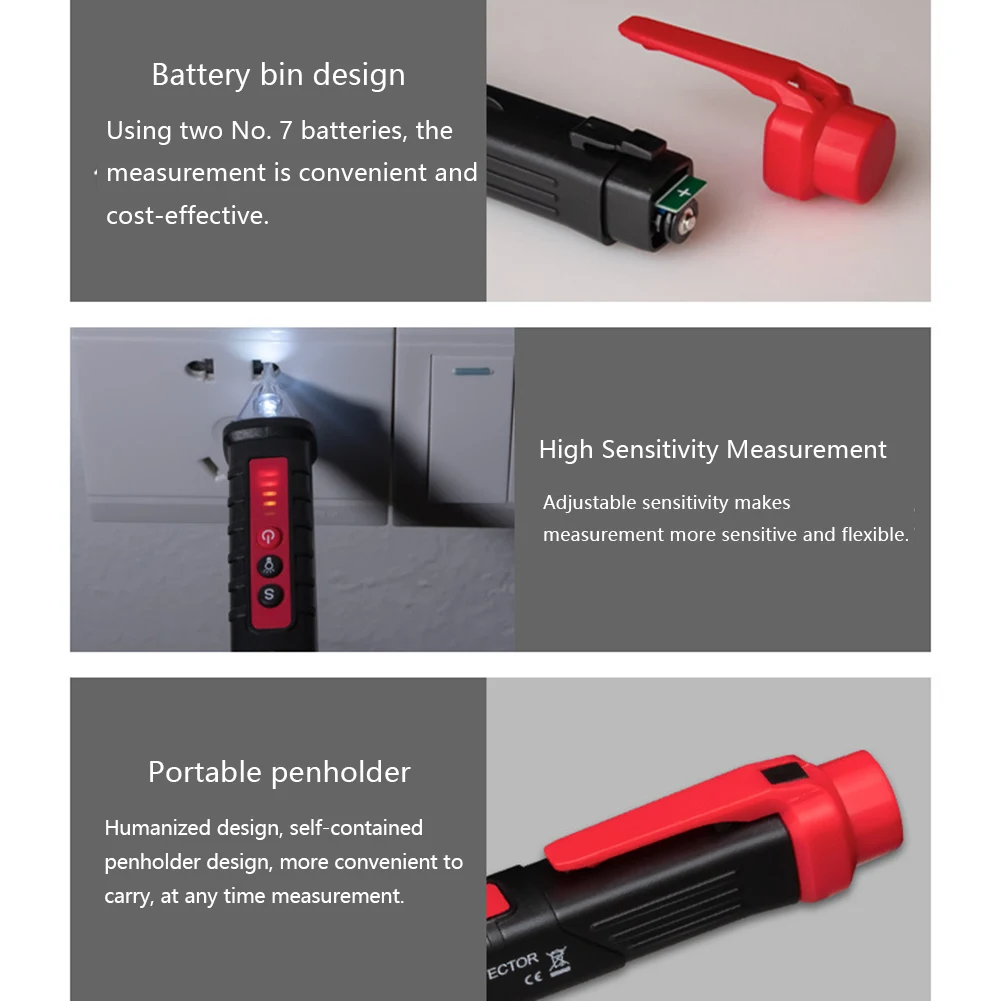 Non-Contact Voltage Detector Digital 12-1000V De Voltaje AC Probador De Contacto LáPiz Medidor VoltíMetro De Corriente EléCtrica