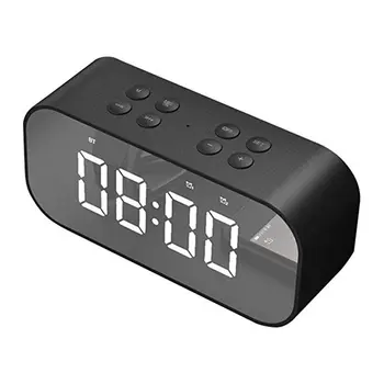 

Mini Portable Speakers Wireless Stylish Mirror Speakers With LED Display Subwoofer Dual Alarm Clock For PC Laptop