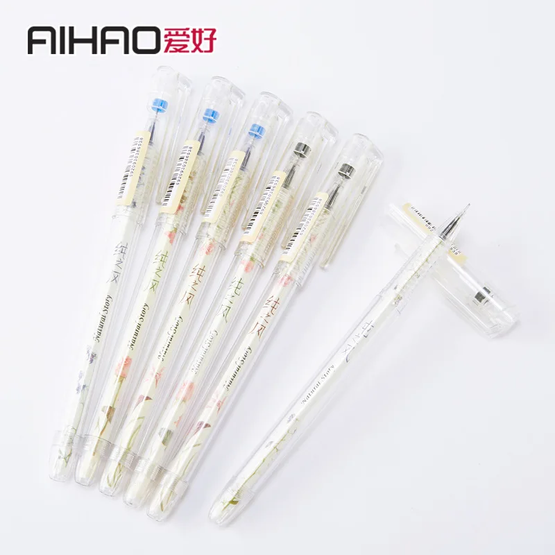 Цельнокроеное платье студенческие канцелярские прозрачный гель с цветами ручка