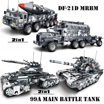 

2 in 1 Military 99A Main Battle Tank Building Blocks WW2 Army Soldier Figures Technic Bricks Construction Toys For Children Gift