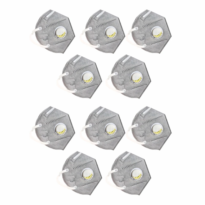 

10PCS Face Mask Adult Folding Nonwoven Valved Dust Mask PM 2.5 Respirator Mouth Mask with Valve