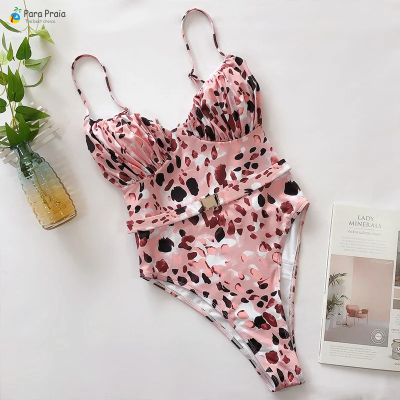leopard Para Praia, новинка, сдельный купальник, Женский Одноцветный купальник, Женский Монокини, пуш-ап, с высоким вырезом, купальник, бандаж, купальник, боди - Цвет: leopard