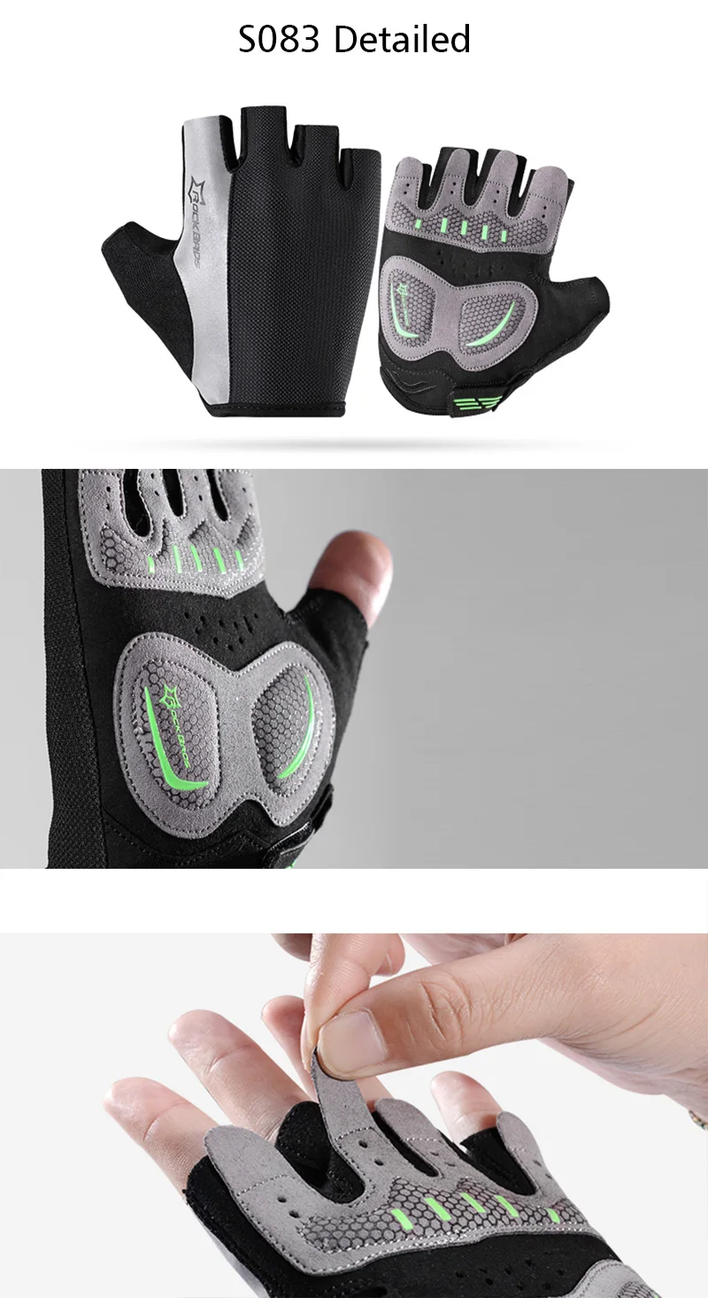 ROCKBROS перчатки для велоспорта с половинным пальцем анти-шок летние дышащие MTB велосипедные перчатки для мужчин и женщин Велосипедное снаряжение
