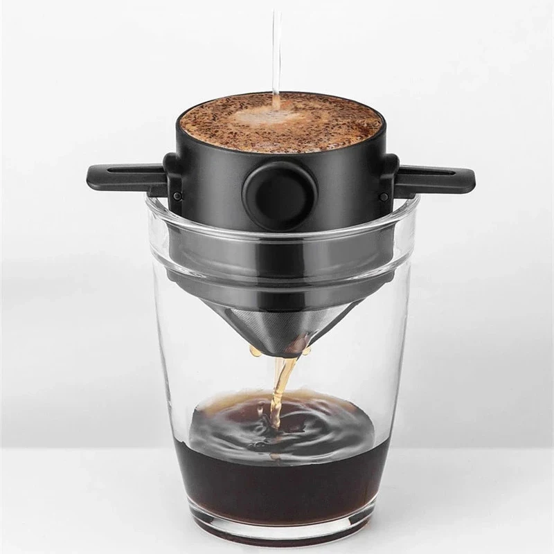 Portable Coffee Filter Cup Free Filter Paper Stainless Steel Drip Coffee Strainer Funnel Portafilter Tools Mesh