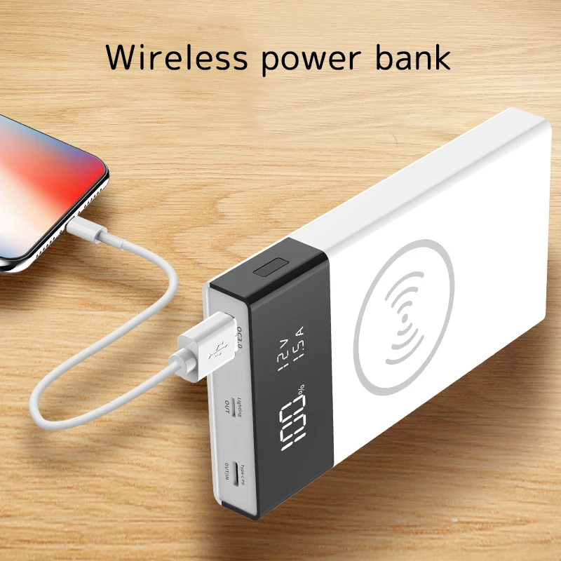 20000 мАч QC 3,0 беспроводной зарядный внешний аккумулятор корпус type-C USB PD Быстрая зарядка порты цифровой дисплей DIY внешний аккумулятор корпус 6*18650