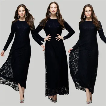 

Lace Muslim Dress Women Abaya Dubai Long Robe Tunic Kimono Jubah Kaftan Hijab Islamic Clothing turkish dresses