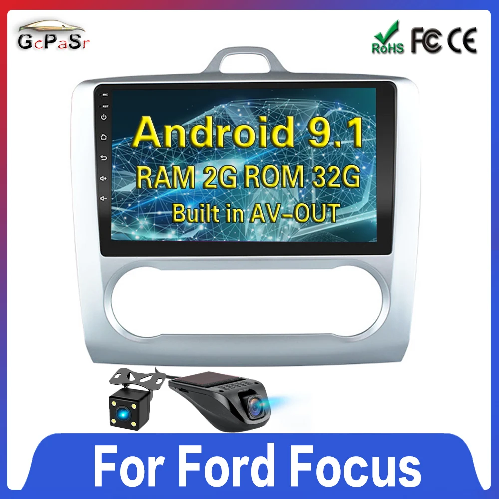 Автомобильный мультимедийный плеер 2 ГБ + 32 DIN Android 9 1 для Ford Focus EXI MT MK2 MK3 2004-2009 2010 2011