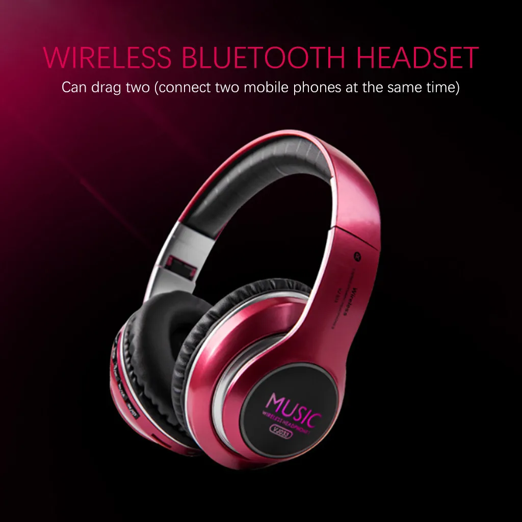 Mosunx VJ033 портативный складной светодиодный беспроводной гарнитура Bluetooth музыка портативный спортивный штекер Мультфильм беспроводная гарнитура 200MA