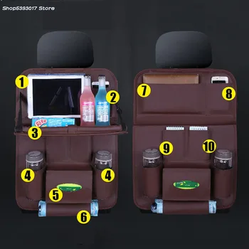 

Pu Leather Pad Bag Car Seat Back Organizer Tray Travel Storage Bag Foldable Dining Table For Hyundai I30 Creta Accent Solaris