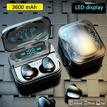 TWS Bluetooth наушники, настоящие беспроводные наушники, мини водонепроницаемые наушники с аккумулятором 3600 мАч, беспроводные Bluetooth наушники