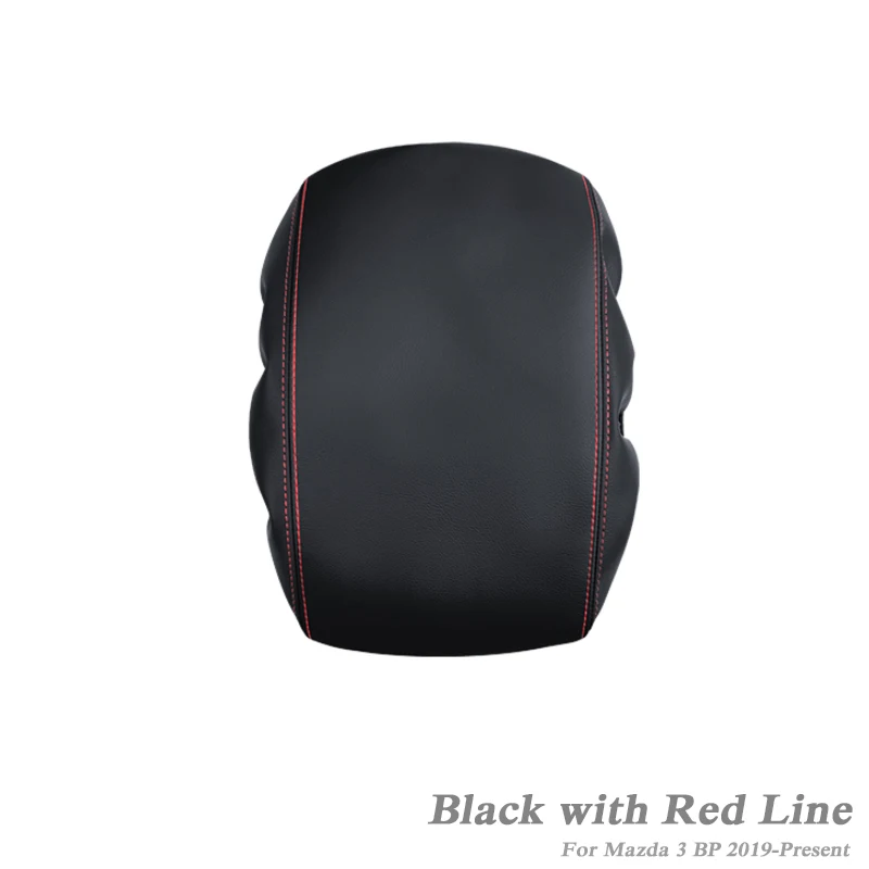 Кожаный Автомобильный подлокотник, накладки, центральная консоль, авто сиденье, подлокотники, коробка, накладки для Mazda 3 BP-Н. В., внутренние аксессуары - Название цвета: Black Red Line