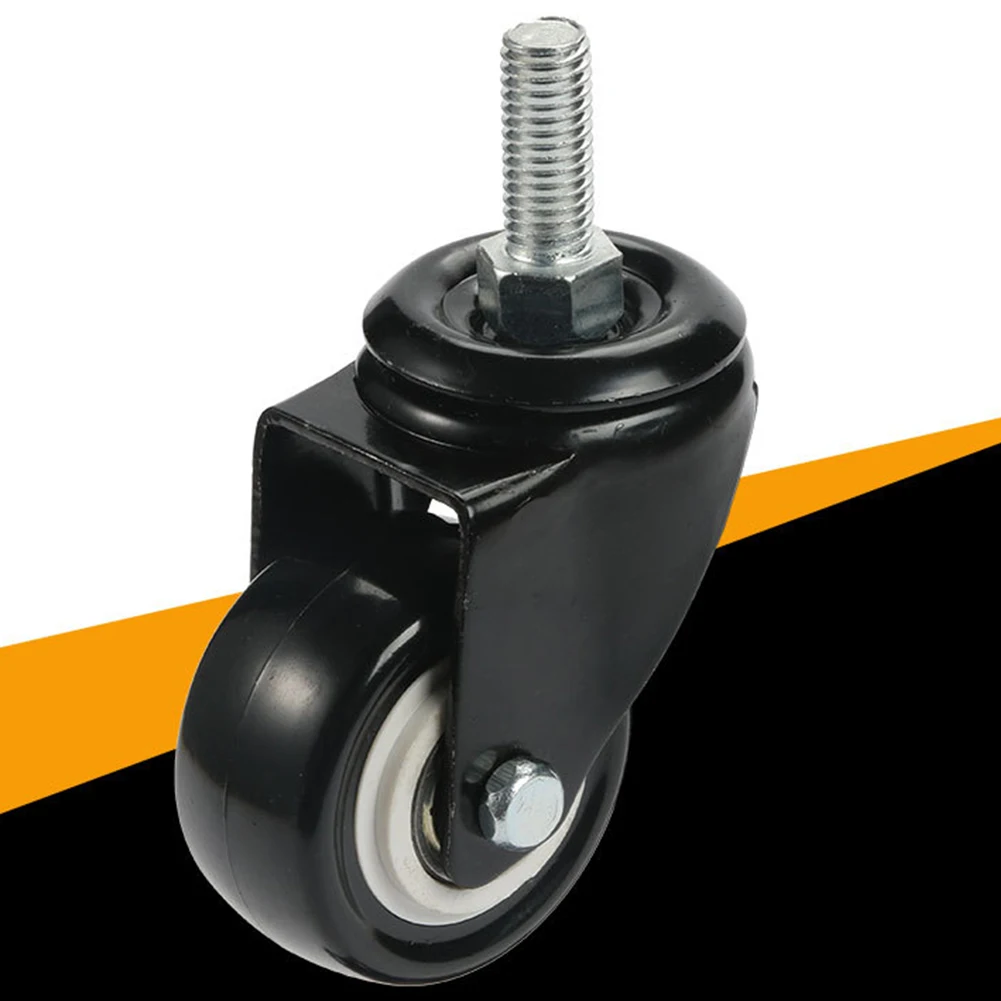 

2PCS Universal Wheel Threaded Stem Rotary 360 Degree Swivel Cart Replacement Mute Industrial Casters PU Black Furniture