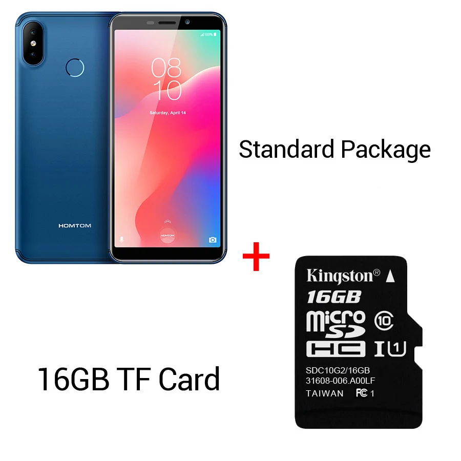 Blue N 16G card HOMTOM, C1, 5,5 дюймов, 18:9, мобильные телефоны, Android go, четыре ядра, отпечаток пальца, 1 ГБ ram, 16 ГБ rom, две sim-карты, 3000 мАч, OTA, смартфон - Цвет: Blue N 16G card
