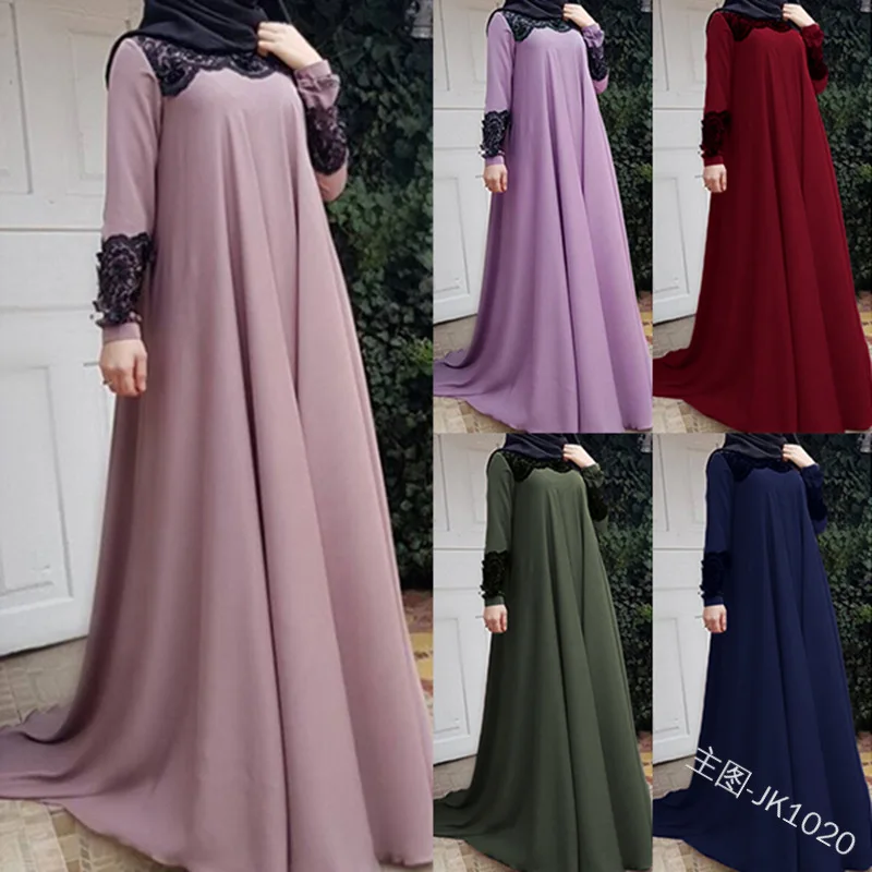 Vestido árabe musulmán de Dubái para mujer, vestido largo holgado con corte en A, ropa islámica turca de talla grande S-5XL