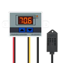 W3005 Digital Humidity Controller LED Display Humidity Control Switch Regulator Hygrostat Sensor 0~99%RH 12V 24V AC 110V-220V