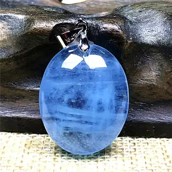 

Top Natural Ocean Blue Aquamarine Necklace Pendant For Woman Man Crystal Silver 23x18x9mm Beads Egg Shape Stone Jewelry AAAAA
