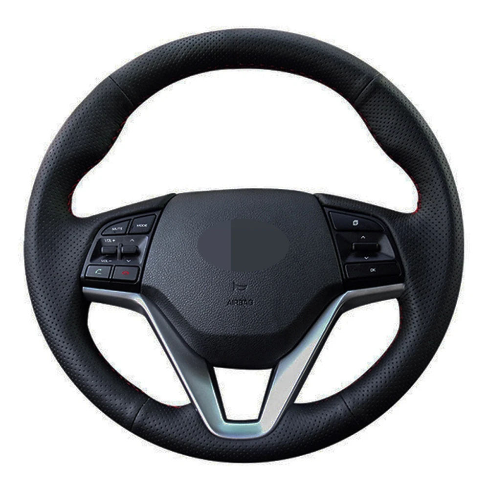 Car Steering Wheel Cover Hand-stitched Black Artificial Leather For Hyundai Tucson 3 2015 2016 2017 2018 2019 | Автомобили и