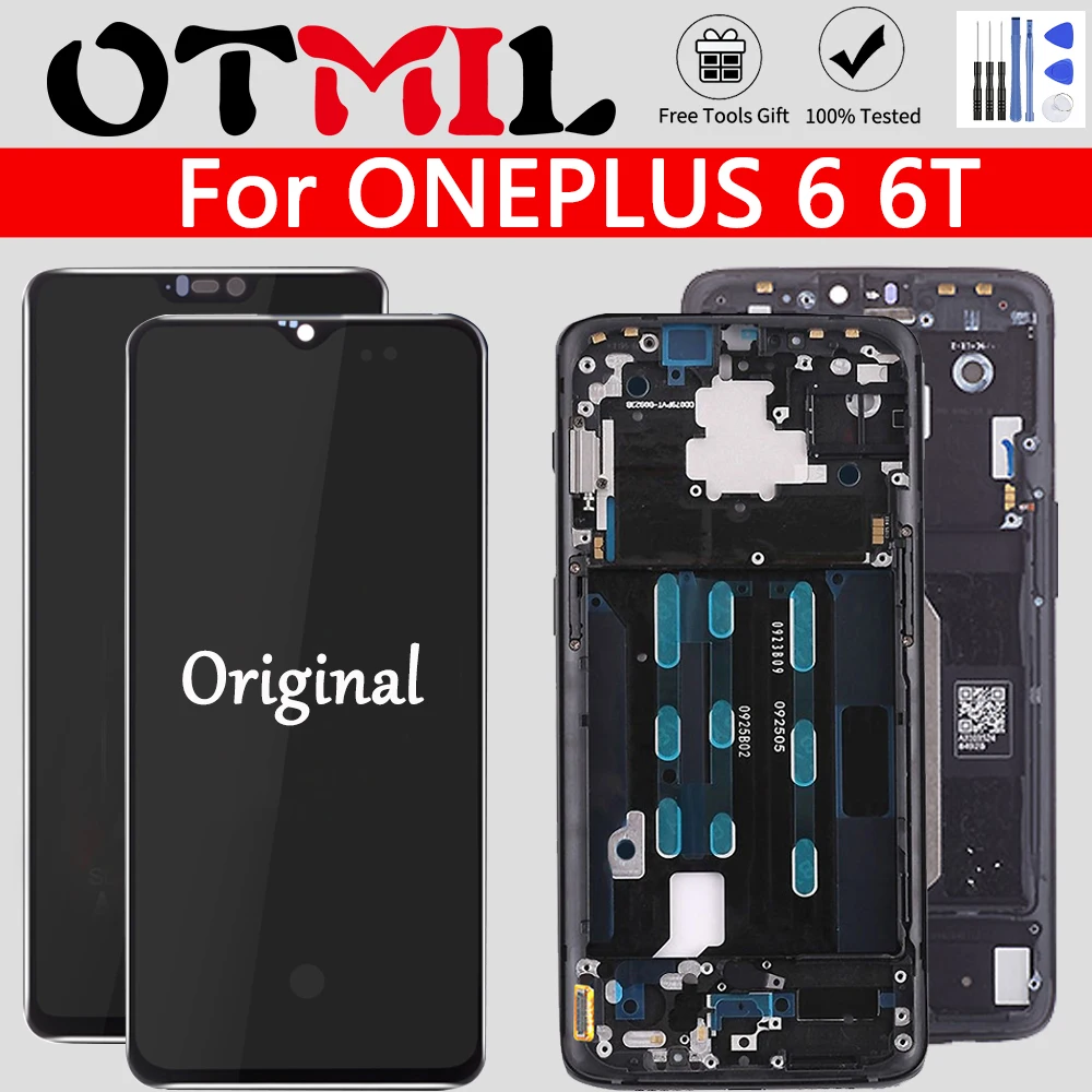 

Original 6.41" LCD For OnePlus 6T 6 LCD Display Touch Screen Frame Digitizer Assembly For Oneplus 6T 6 LCD Screen Replacement