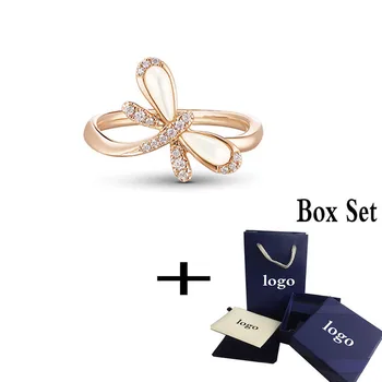 

2020Fashion SWA New DRAGONFLY Ring Element Lucky Shell Dragonfly Decoration Rose Gold Ring Female Engagement Ring Romantic Gift