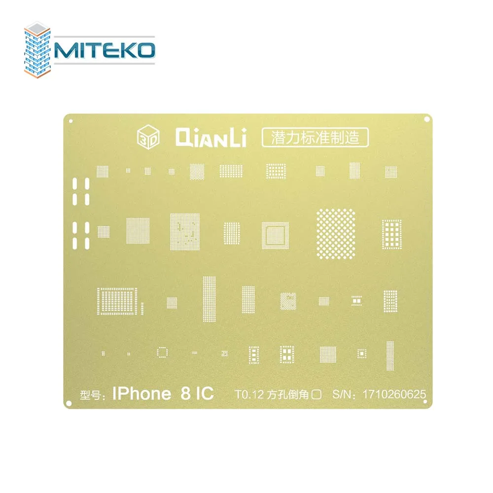 QianLi Golden BGA Reballing Stencil Template, 2D Steel Mesh for Phone 6 7 8 XS NAND CPU Motherboard Soldering Repair