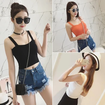 

Ice Silk Knitting Summer Of Condole Belt Small Vest Female Stretch Tight Super Short Paragraph Of Tall Waist Sexy Bust Out