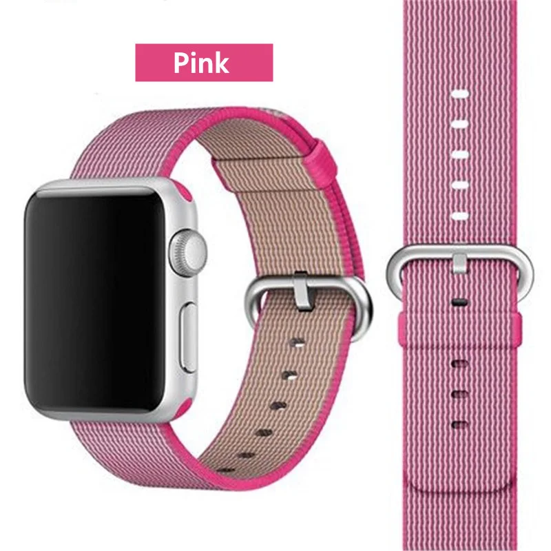 Pink 4 Ремешок EIMO Nato для apple watch, ремешок 44 мм, 40 мм, apple watch 5, 4, 3, 2, iwatch, ремешок 42 мм, 38 мм, плетеный нейлоновый браслет correa, ремешок для часов - Цвет ремешка: Pink 4