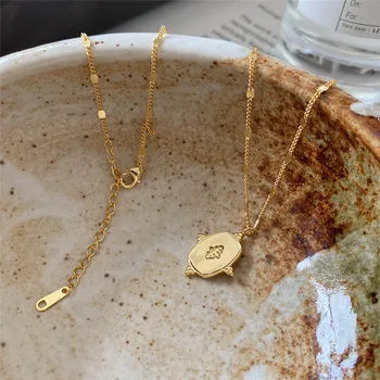 

POFUNUO Real 925 Sterling Silver Women 18K Gold Plated Gemotric Cross Pendant Necklace Women Fahsion 55cm Chain Fashion Necklace