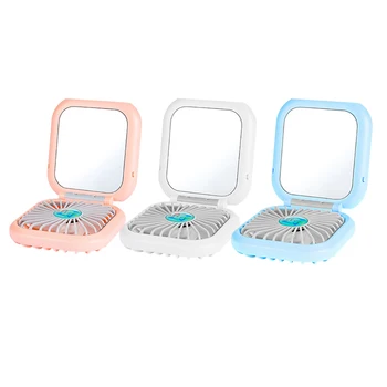 

3 in 1 Portable Fan Handheld Foldable Fans with Makeup Mirror Lanyard Power Bank Electric Air Cooler Fan Three Speeds Adjustable