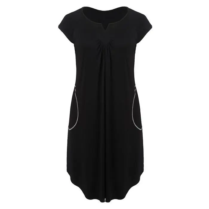 IN'VOLAND женское платье для сна размера плюс XL-5XL, Повседневная летняя плиссированная ночная рубашка с коротким рукавом и v-образным вырезом, женская ночная рубашка