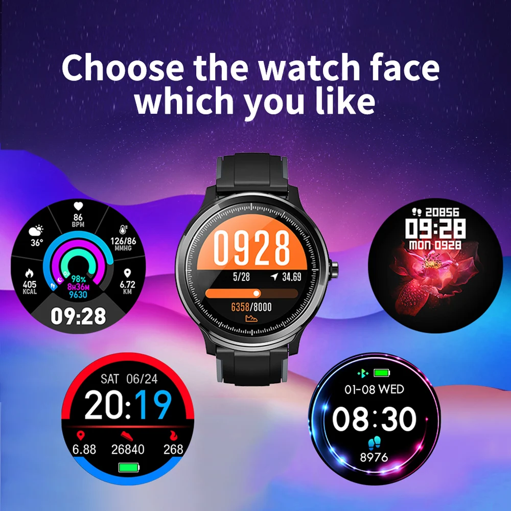 Смарт-часы RUNDOING SN80, IP68, водонепроницаемые, 1,3 дюймов, полный сенсорный круглый экран, кровяный кислород, мужские спортивные Смарт-часы для Android IOS