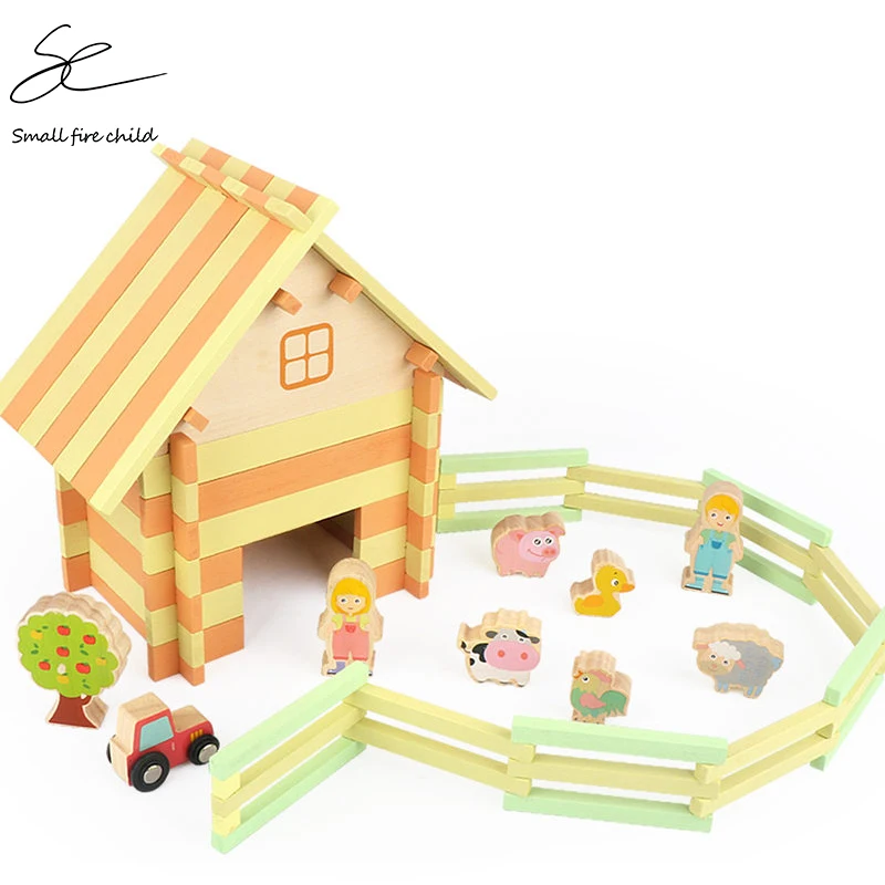 wooden toy farm buildings