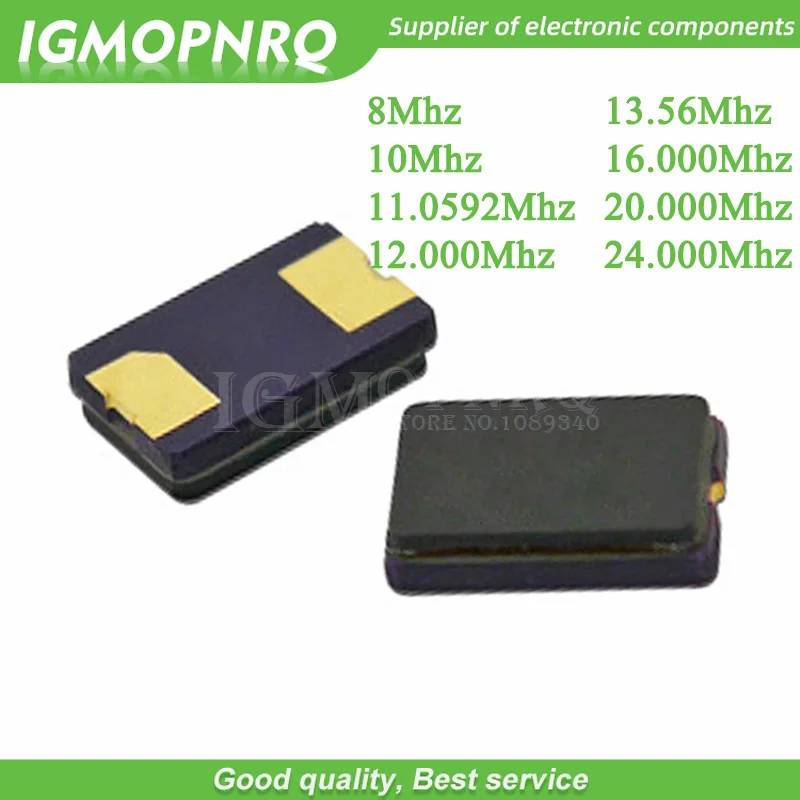 10 шт. 8 МГц 11 0592 12 000 13 56 16 20 24 2Pin 5032 smd Кварцевый резонатор кристалл|Интегральные
