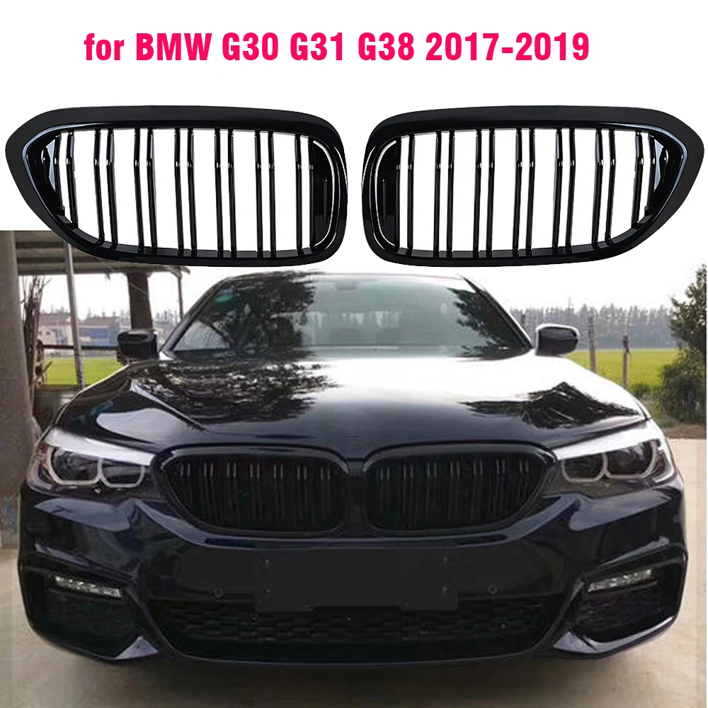 Решетка переднего бампера для BMW 5 Series M5 G30 G31 520i 530i 540i ABS 2-slat глянцевая черная