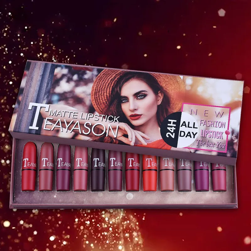 Lasting Matte Lipstick 12pcs Set Moisture Lips Vibrant Pigmented Silky-smooth EY669 Lasting Matte Lipstick 12pcs Set Moisture Lips Vibrant Pigmented Silky-smooth EY669