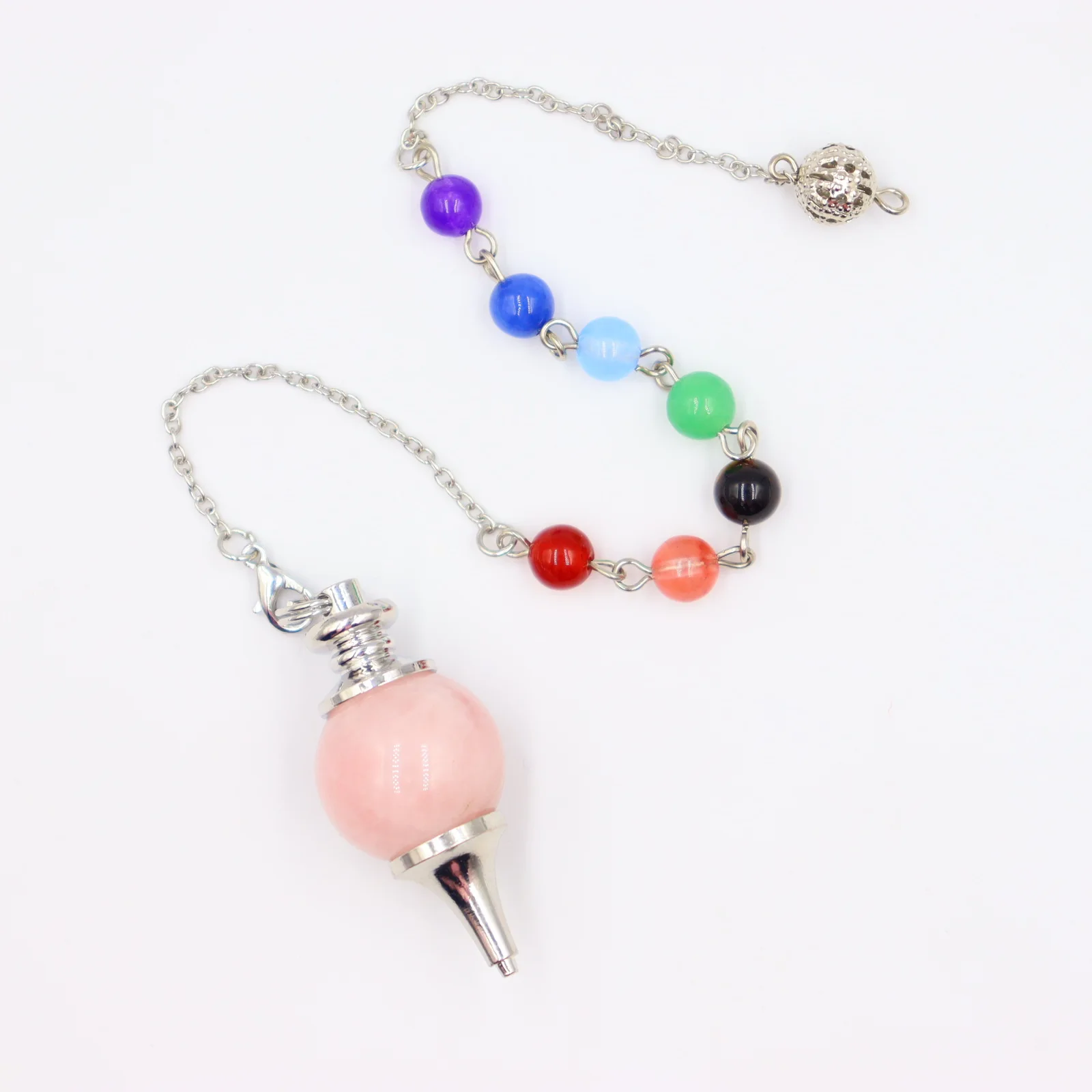 Chakra Reiki Healing Pendulums Charms Natural Stones Amethyst Rose Quartz  Pendant Yoga Energy Stone Decoration