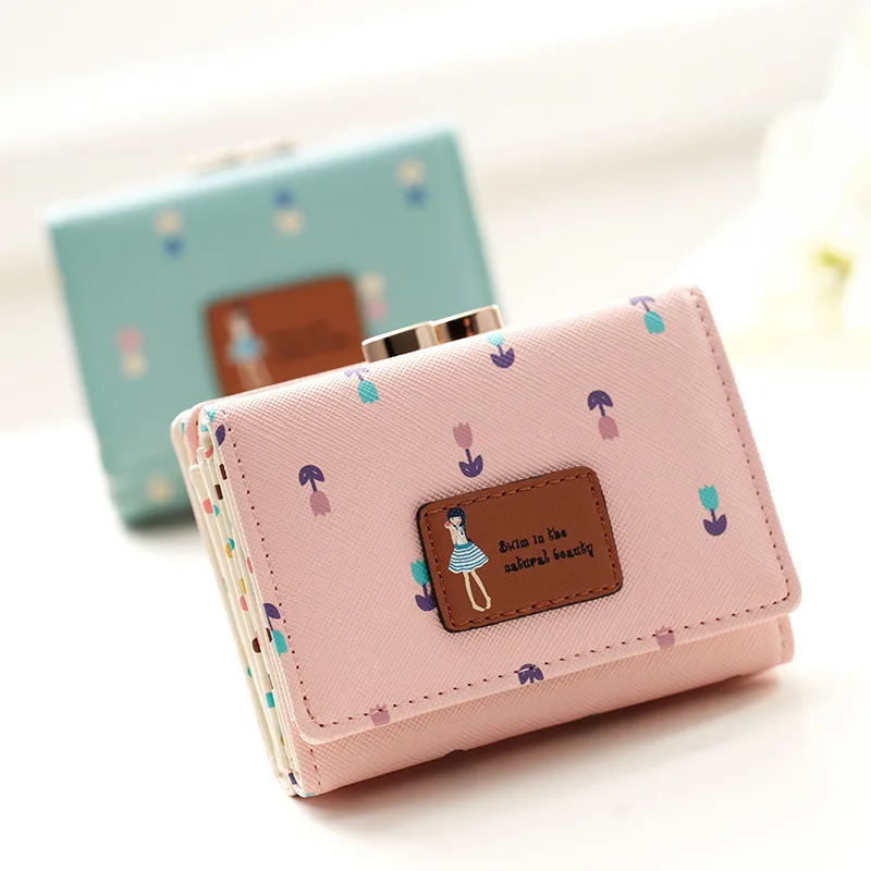 Кожаный кошелек для женщин короткий монет Женский новинка Kawaii маленькие