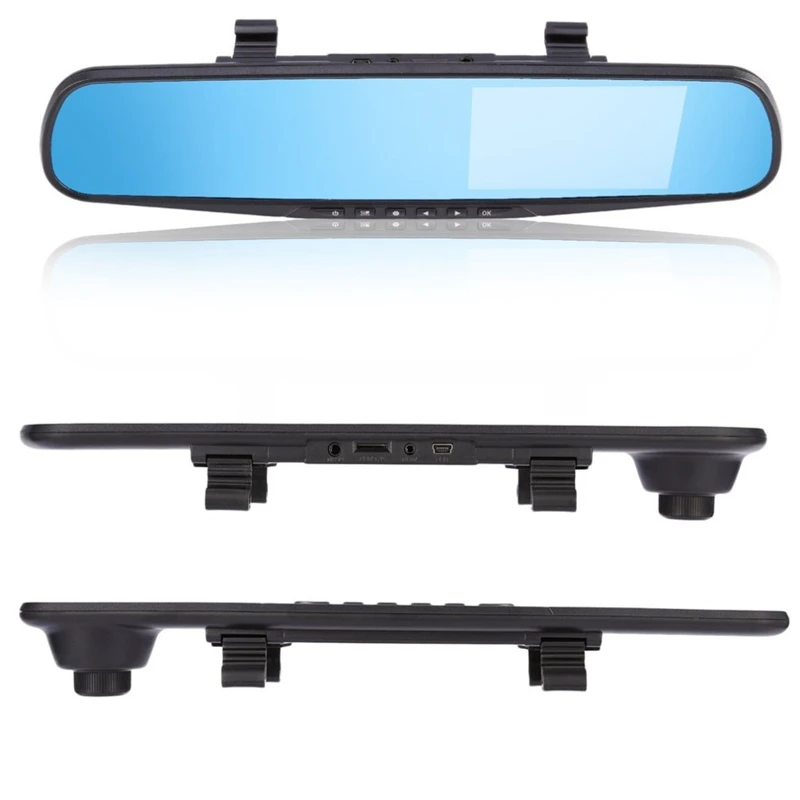 Двойной объектив заднего вида 4,3 дюймов Автомобильная камера Автомобильный видеорегистратор для автомобилей 170 широкоугольный 1080P Full Hd BLT-In g-сенсор