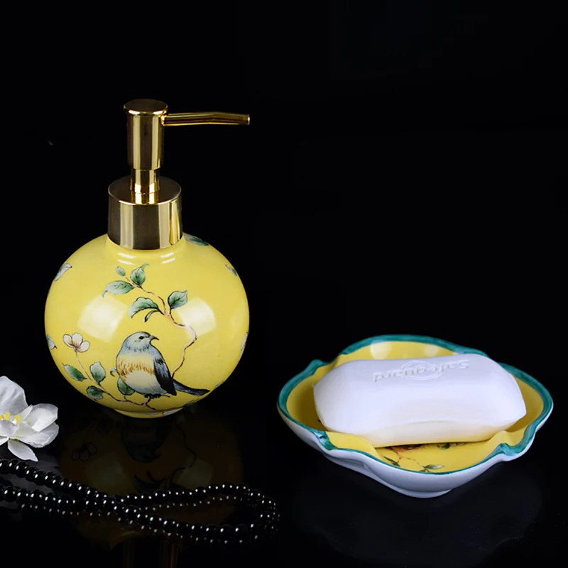 Liquid Soap Dispenser Soap Dish Powder Enamel Ceramic Hand Kitchen Sink