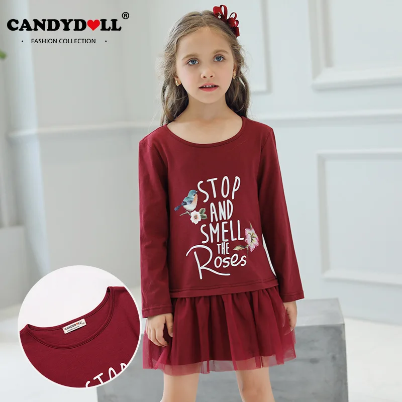 Новое платье CANDYDOLL для девочек на осень принцессы изготовлено из хлопка и вязаных