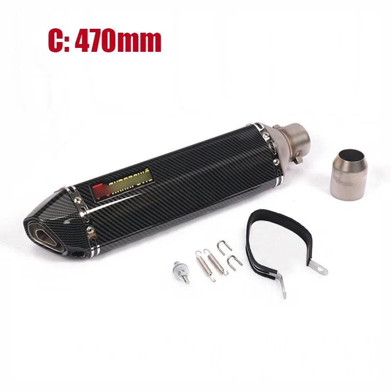 38-51mm Universal Motorcycle Exhaust Pipe Stainless Steel Aluminum Muffler End Tips 310mm 370mm 470mm for Dirt Street Bike ATV