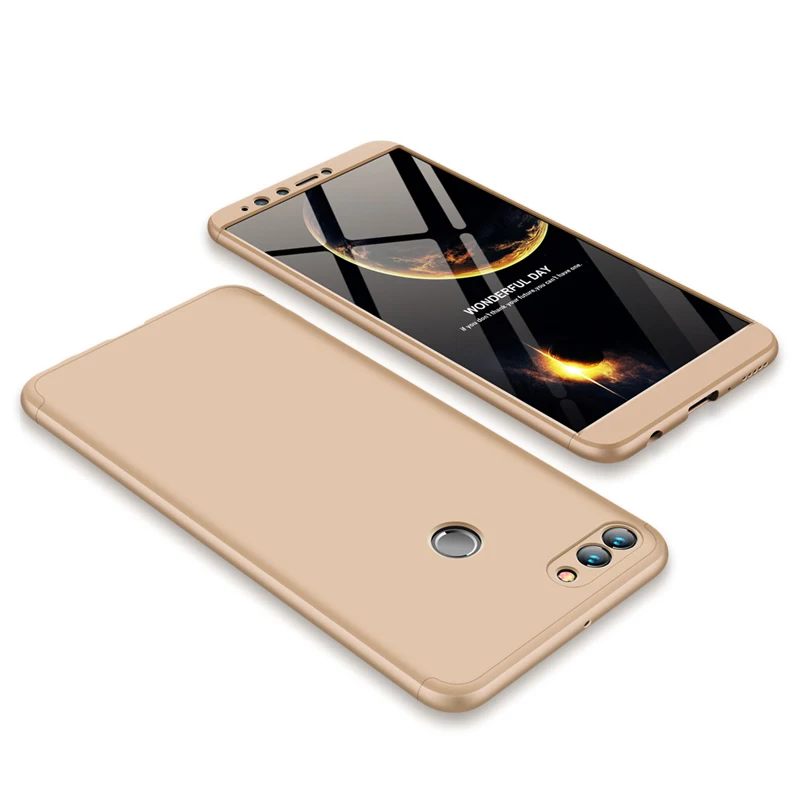 Чехол для huawei Y9 Prime, чехол Funda huawei Y9, чехол JKM LX1 3 в 1 360, чехол для huawei Y9, чехол FLA LX1, полная защита - Цвет: Золотой