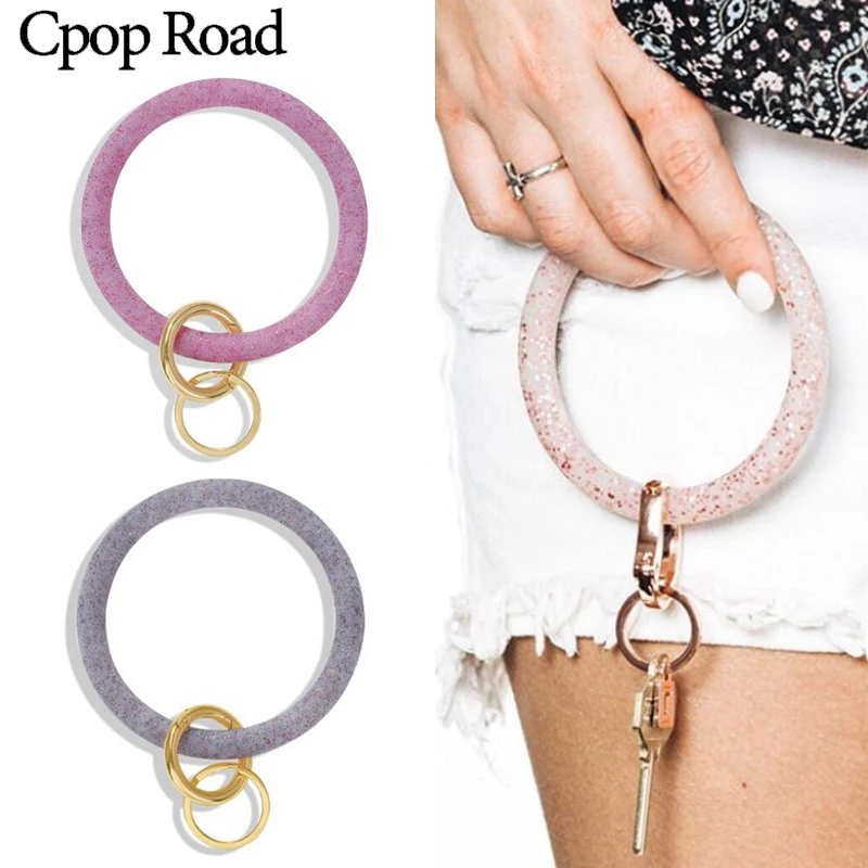 Cpop модный силикагель браслет брелок-браслет кольцо для ключей мягкий силиконовый для ключа автомобиля держатель цепи женские аксессуары, бижутерия